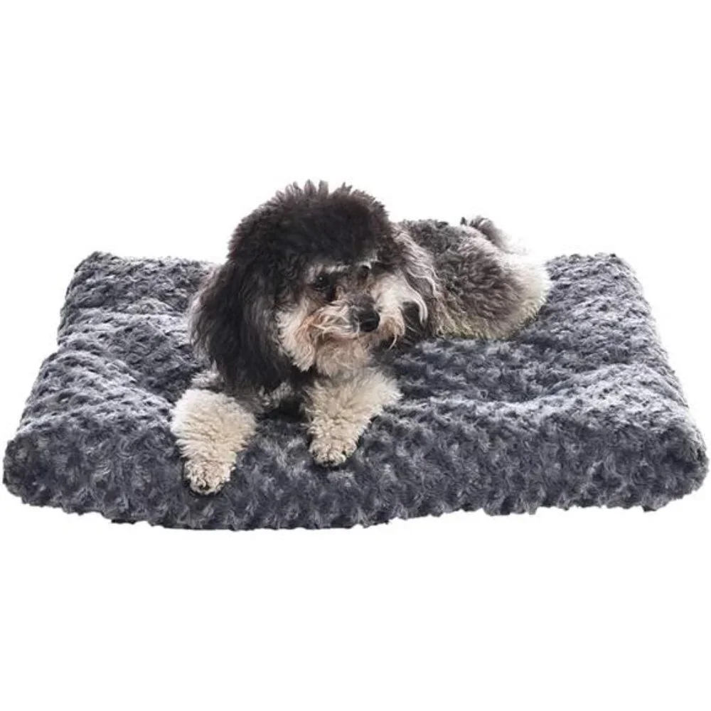 Plush Pet Bed and Dog Crate Pad, X-Small, 23 x 18 x 2.5 Inches, Gray